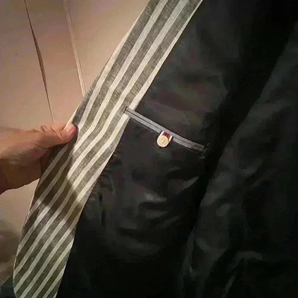 Tommy Hilfiger Single Breasted Lined Suit Coat Blue/Wht Sz XL - Picture 4 of 5